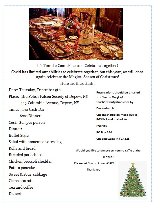 PGSNYS christmas dinner 2021 new