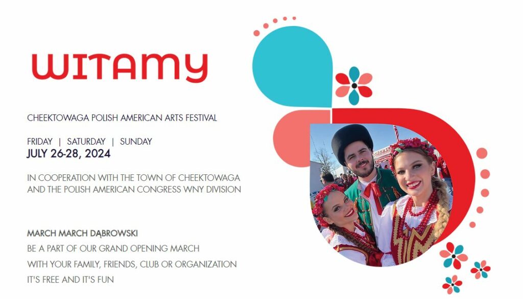 Screenshot of the home page for the Cheektowaga Polish American Arts Festival, July 26-28, 2024