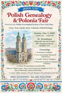 Polish Genealogy & Polonia Fair Returns May 3