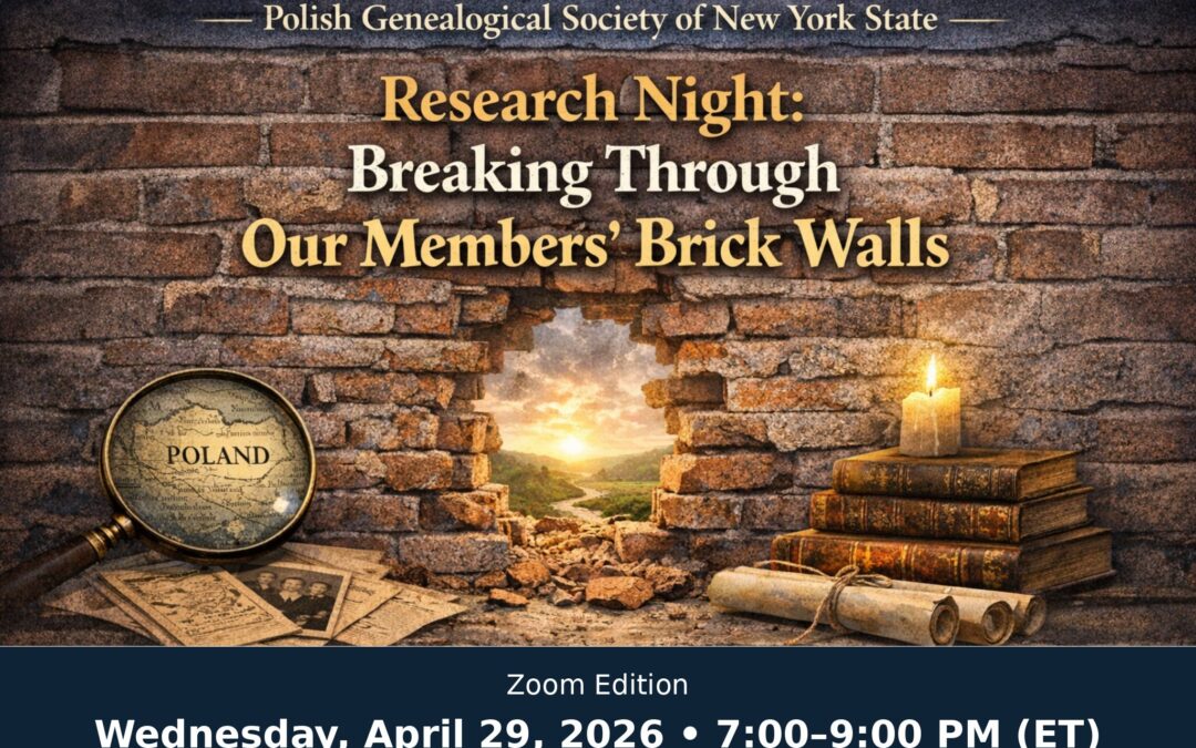 NEW: Research Night: Breaking Through Brick Walls (Zoom Edition)